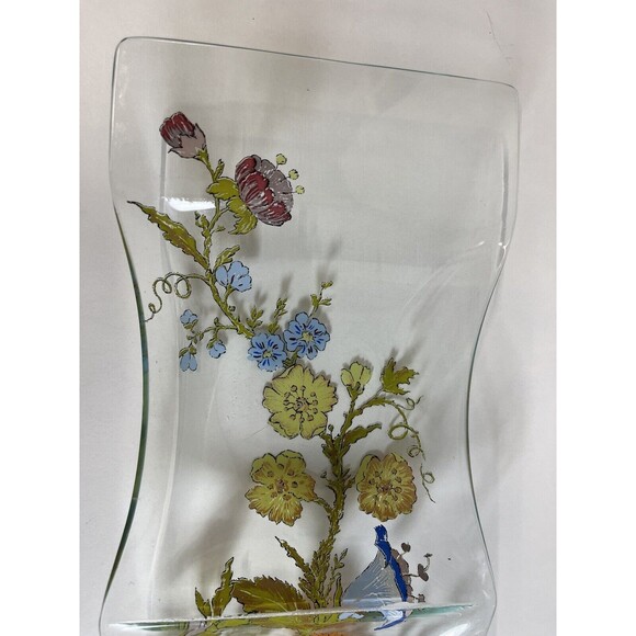 Vintage Dorothy Thorpe Signed Divided Floral Medium Glass Serving‎ Tray MCM - Picture 7 of 8